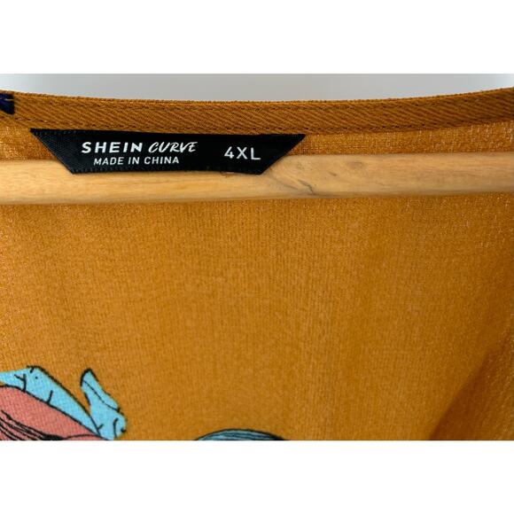 SHEIN Curve Plus Size 4xL Mustard Yellow Floral‎ Summer Dress - Picture 10 of 10